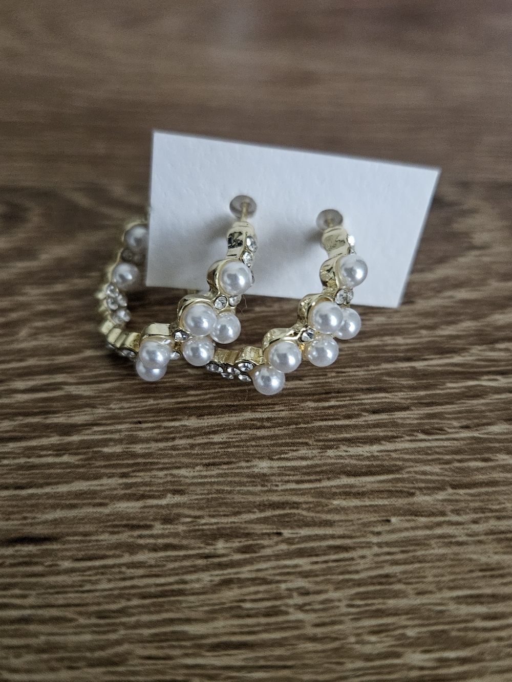 Gold Pearl Cluster Hoop Earrings